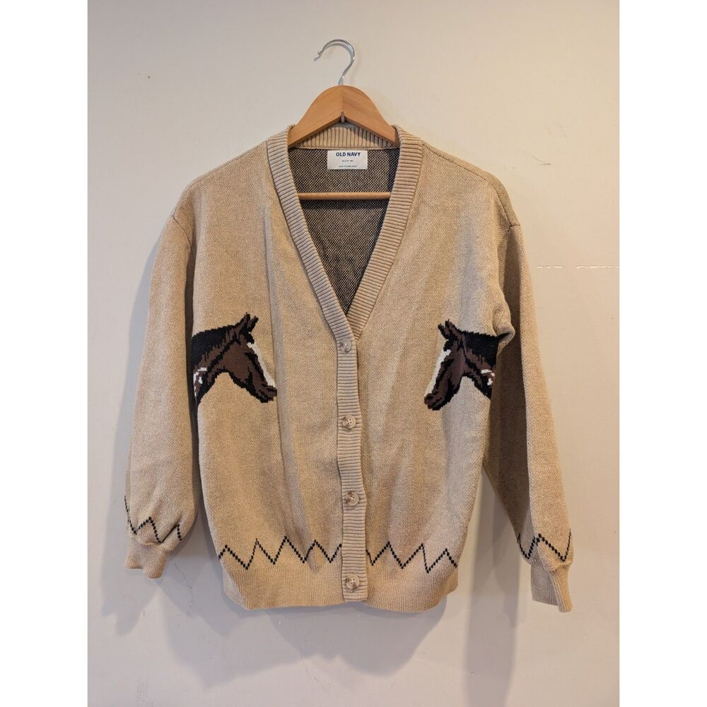 Old Navy GIRLS XL Horse Cardigan Equestrian Cute Fall Autumn Cotton